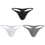 Casey Kevin Men's Sexy Thong Underwear Low Rise G String for Male,CK3013-Black/Grey/White(3 Packs) XL