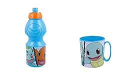 4802, Pack retour à l'école pokemon ; composé de tasse micro-ondes 350 ml et bouteille d'eau 400 ml, produit réutilisable, sans BPA