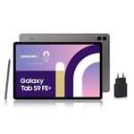 Samsung Galaxy Tab S9 FE+ Tablette, 12.4" Wifi 256Go, S Pen inclus, Batterie longue durée, Certification IP 68, Gris anthracite, Chargeur secteur rapide 25W inclus [Exclusivité Amazon], Version FR