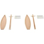 Sushi Set - DKD Heminredning - Standard - Keramik och bambu - 34 x 31 x 28 cm - Vit