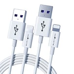 PAWHITS Lots de 2 Câble USB 2M Câble de Chargement iPhone Câble Lightning Chargement rapide pour iPhone14/13/12/11/XS/XR/X/8/7/6/5 iPad et autres