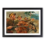 Big Box Art Attack by Wojciech Kossak Framed Wall Art Picture Print Ready to Hang, Black A2 (62 x 45 cm)