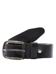 JACK & JONES Men's Leather Belt JACPAUL | Genuine Leather Denim Pants Belt, Colours:Black, Size:90