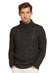 TOM TAILOR Men's Cable knit Turtle Neck Sweater 1028739, 28606 - Black Burgundy Cable Structure, S