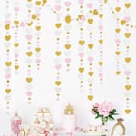 13 Ft Laventeli Purppura Valkoinen Paperi Love Heart Garlands Wall Hanging-Pink White Gold