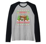 Xmas Tree Ugly Style Santa Musical Marimba Christmas Raglan Baseball Tee