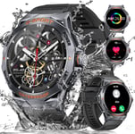 Montre Connectée Homme Avec Appel Bluetooth,123+ Modes Sportifs Montre Intelligente,Fréquence Cardiaque/Sommeil, Noir - Orange