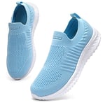 HKR Chaussures de Marche Femme Legere Respirantes Tennis Legere Basket Femme Chaussures de Running Marche Mode Sneakers Bleu Clair 42 EU