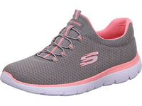 Skechers Femme SUMMITS Sneaker, Gris Mesh Rose Trim, 35 EU