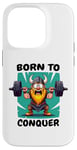 Coque pour iPhone 14 Pro Born to Conquer Viking Haltérophilie - Funny Fitness