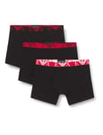 Emporio Armani Men's Bold Monogram 3-Pack Boxer Shorts, Nero/Nero/Nero, S