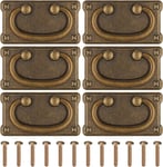 Kssvzz Vintage Drawer Handles, 6PCS Antique Coffee Bronze Drawer Ring Pull Handl