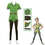 Peter Pan Cosplay Anime Costume Green Elf Uniform Dresses Boys Girls Halloween Carnival Costume Fancy Dress Suit Men -a XL Men