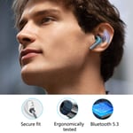 Écouteurs stéréo HiFi sans fil Bluetooth 5.3. Longue durée de vie de la batterie, affichage LED de l'alimentation, étui de chargement sans fil, écouteurs pour le sport, la télévision, les smartphones, les ordinateurs portables et plus encore