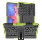 Coque en TPU texture du pneu, antichoc avec béquille vert pour votre Lenovo Tab P11/P11 5G