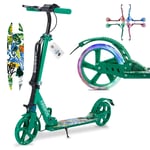 AREBOS Trottinette de ville pliable roues à LED charge admissible 100kg Vert