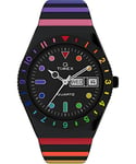 Timex Q Montre pour femmes, 36 mm, bracelet d’extension noir en acier inoxydable, cadran noir, boîtier noir TW2V65900