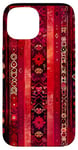 Coque pour iPhone 15 Motif bordeaux rayé bohème rouge