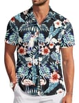 TARAINYA Funky Chemise Hawaienne Homme à Manches Courtes ete Aloha Palmier Flamingos Floral Feuille de Palmier