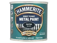 Hammerite Direct To Rust Satin Finish Metal Paint Black 250Ml HMMSFSB250