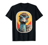 Emu Pop Art Design - Emu Face on Orange and Yellow T-Shirt