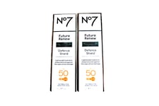 2 X No7 Future Renew UV Defence Shield SPF 50 50ml Brand New / Boxed