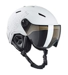 BLACK CREVICE Casque de Ski Vail I Casque de Ski avec visière en Style Pilote en différentes Couleurs I Casque de Ski Hommes & Femmes I en Polycarbonate (55-58 cm), Mat Blanc/Argent