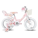 STITCH Unicorn 14 Inch Girls Bike for 3-5 Years Old Kids, 14 Inch Girls Bike with Stabilisers& Doll Seat,Pink…