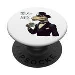 Tea-Rex Meme Funny T Rex avec tasse PopSockets PopGrip Adhésif