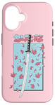 Coque pour iPhone 16 Katana Samurai Rose Fleur de Cerisier Sakura Japon Pastel Anime