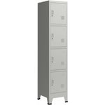 Casier de bureau armoire meuble de rangement pour bureau atelier chambre acier métallique avec 4 portes acier laqué 180 x 38 x 45 cm gris