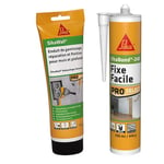 SIKA - Enduit de Rebouchage Universel tout en 1 en tube Blanc - Pâte à reboucher lissage et finition - 425g + Colle acrylique pour l'agencement intérieur - Replace clou & vis - Blanc - 290ml