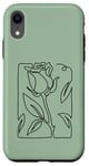 Coque pour iPhone XR Roses noire abstraite dessin minimaliste Line Art