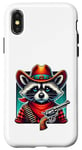 Coque pour iPhone X/XS Cowboy Raccoon Cowgirl : Wild West Cute Raton laveur