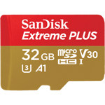 SANDISK – Extreme Plus microSDHC 32GB+SD Adapter (SDSQXBG-032G-GN6MA)