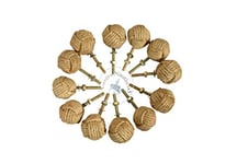 Lot de 12 boutons de porte en corde de jute nautique