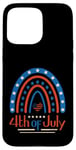 Coque pour iPhone 15 Pro Max 4 juillet 4 juillet arc-en-ciel blanc bleu rouge patriotique