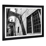 Big Box Art Framed Print of Architecture Street View Black and White Design | Wall Art Picture | Home Decor for Kitchen, Living Room, Bedroom, Hallway, A2 / 24.5x18 Inch / 62x45cm