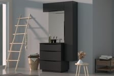 Meuble sous vasque à poser Pamili noir mat 80 cm + plan vasque en résine noir