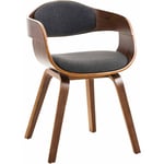 Décoshop26 - Chaise de bureau sans roulettes visiteur en tissu et bois design retro et confort maximal noyer gris foncé