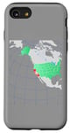 Coque pour iPhone SE (2020) / 7 / 8 Carte des États-Unis et de l'Amérique du Nord. Rouge surligné Californie