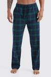 Men's Woven Check Loungewear Trousers - Green - L, Green