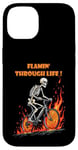 iPhone 14 Funny skeleton bike ride Going through hell Biker skeleton Case