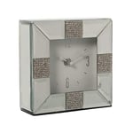 DRW Horloge de Bureau carrée en Miroir 14 x 14 x 4,5 cm