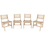 Sweeek - Lot de 4 chaises de jardin Ocara. cannage et bois. l 61 x 51 x 85cm