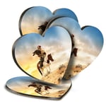 4x Heart MDF Coasters - Kazakh Golden Eagle Hunter Man  #13264