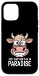 Coque pour iPhone 12/12 Pro Just Another Day In Paradise Cow Humour Sarcasme Femmes Hommes