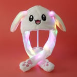 Plush och varm kaninmössa med LED-ljus, hoppande mössa Luminous White Rabbit Hat