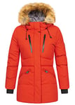 Geographical Norway Parka d'hiver pour femme avec capuche en fourrure Rouge Taille M