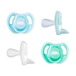 Tommee Tippee Ultra-light Dummies, 0-6 months, 4 pack of one piece silicone, BPA free Dummies